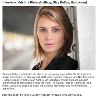 Interview: Kristina Klebe (Hellboy, Slay Belles, Halloween)